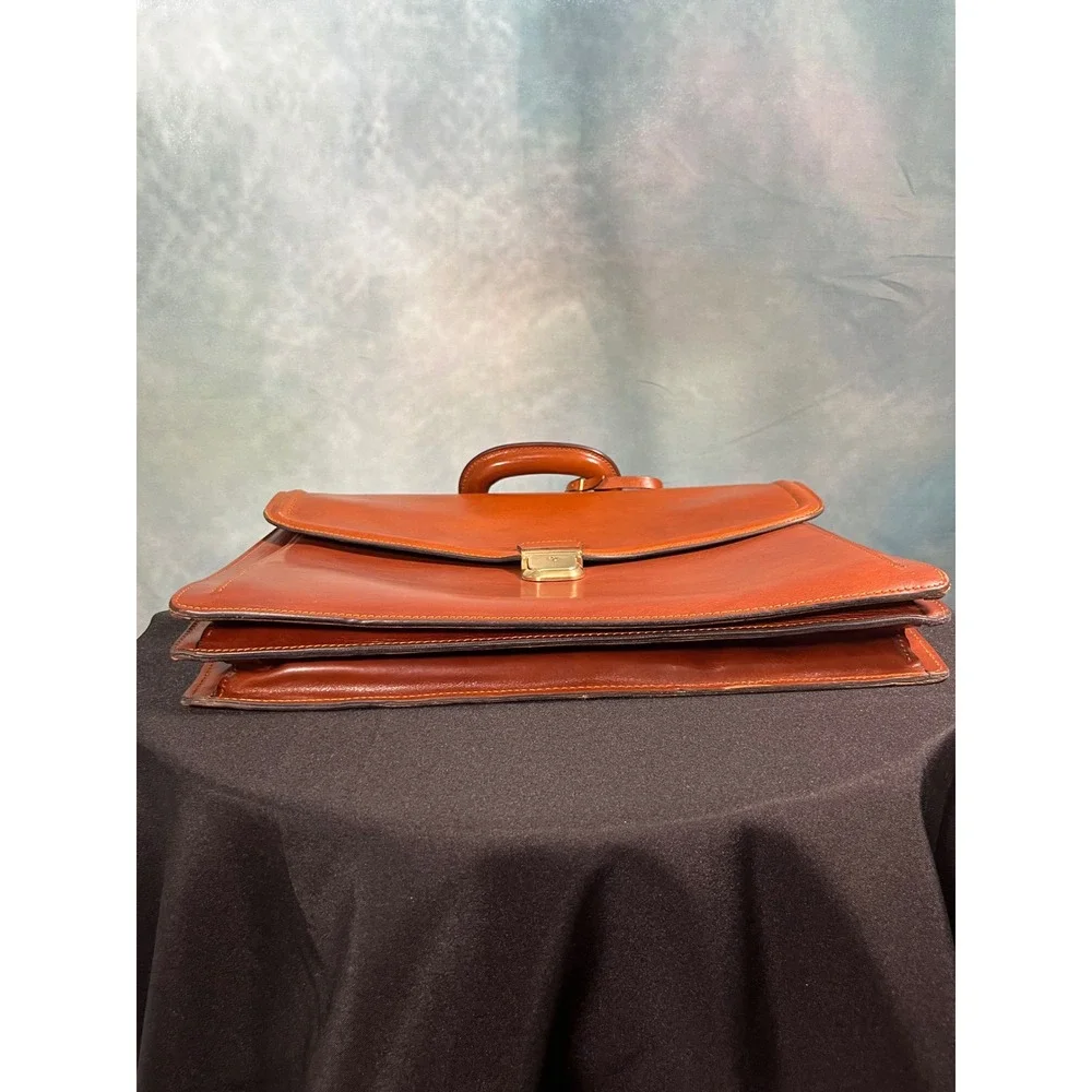 Alessandro Venanzi Mens Brown Leather Briefcase Made in Italy Professional Bag